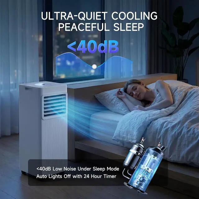 Alt view image 6 of 7 - Portable Air Conditioners 16,000 BTU 5-in-1 Air Conditioner Portable Up to 850 Sq.Ft., Portable AC Unit with Cool, Fan, Dehumidifier, 24H Timer, Sleep Smart WiFi Remonte Installation Kit Included