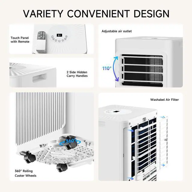 Alt view image 4 of 7 - Portable Air Conditioners 16,000 BTU 5-in-1 Air Conditioner Portable Up to 850 Sq.Ft., Portable AC Unit with Cool, Fan, Dehumidifier, 24H Timer, Sleep Smart WiFi Remonte Installation Kit Included