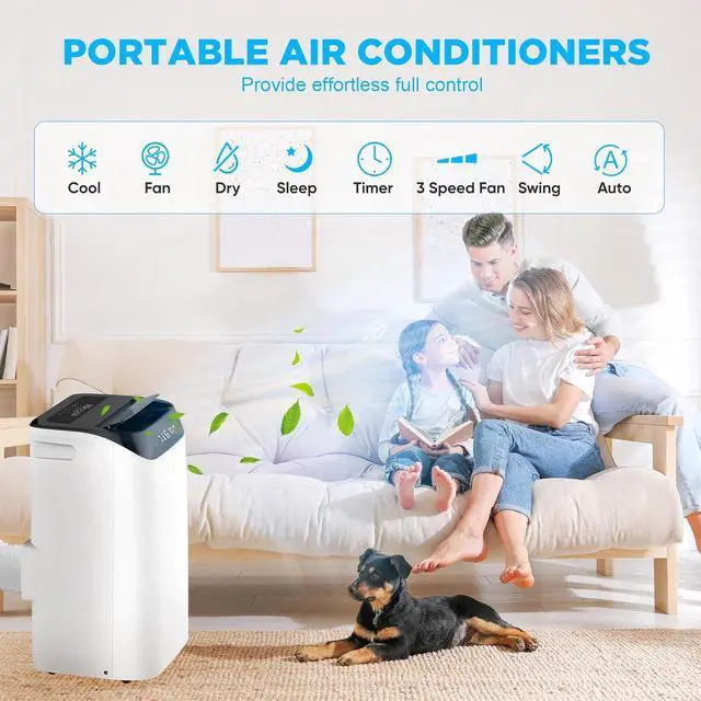 Alt view image 6 of 7 - 14,000 BTU Portable Air Conditioner Cools Up to 700 Sq.Ft, 3-IN-1 Energy Efficient Portable AC Unit with Remote Control & Installation Kits for Large Room, Campervan, Office, Temporary Space