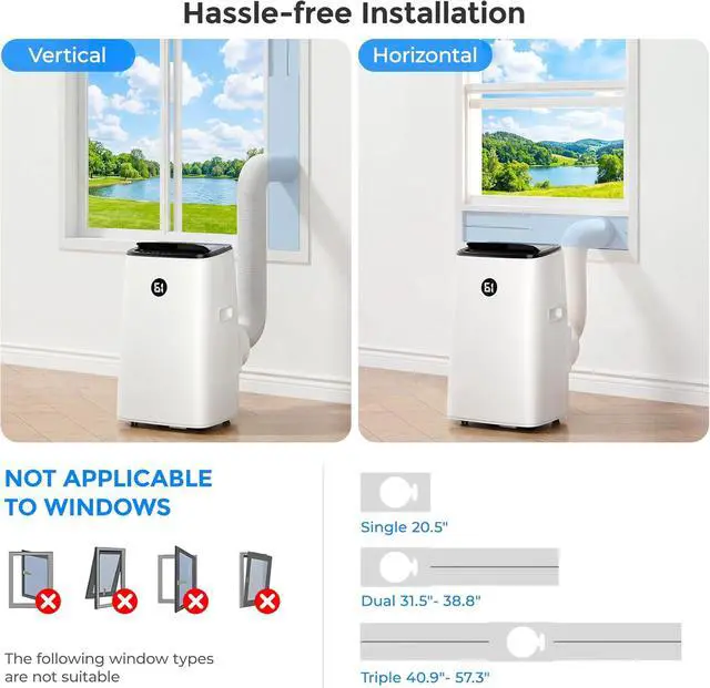 Alt view image 7 of 7 - 14000 BTU Portable Air Conditioner for Large Room up to 700 Sq. Ft, 3-in-1 Self-Evaporating AC with Fan & Dehumidifier, Floor Standing Portable AC Unit with Remote Control, Auto Swing, White