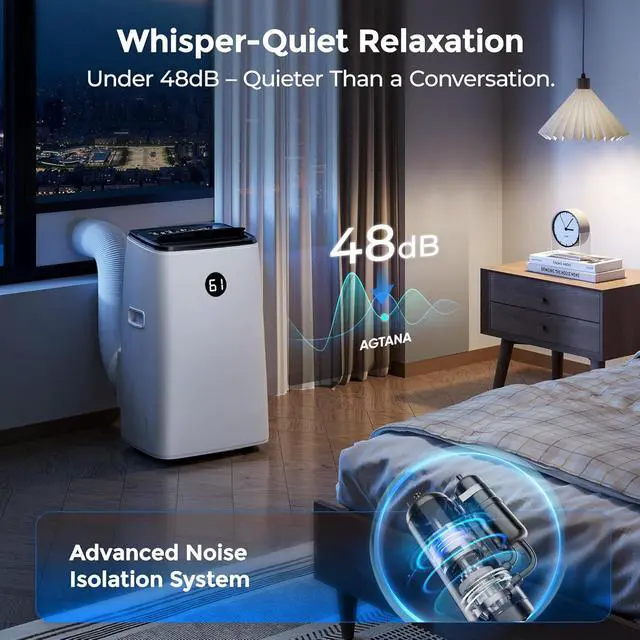 Alt view image 2 of 7 - 14000 BTU Portable Air Conditioner for Large Room up to 700 Sq. Ft, 3-in-1 Self-Evaporating AC with Fan & Dehumidifier, Floor Standing Portable AC Unit with Remote Control, Auto Swing, White