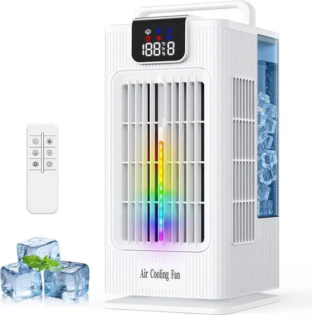 Main image of Portable Air Conditioners, 2000ML Personal Air Conditioner, Mini Air Conditioner, Evaporative Air Cooler Fan with 120° Oscillation, 7 RGB Light Modes, 4 Speeds & 1-8H Timer for Bedroom Office
