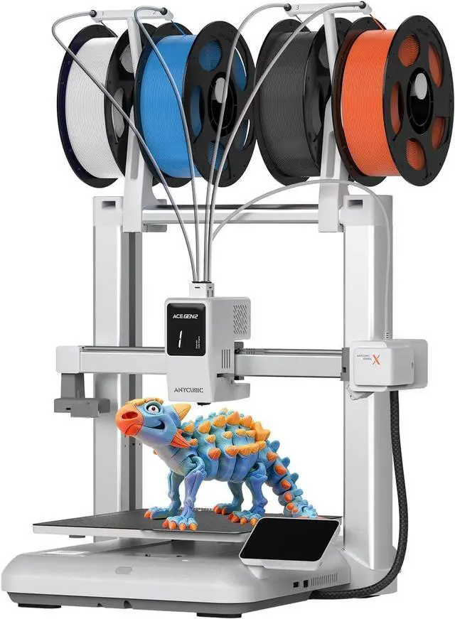 Main image of Anycubic Kobra X Multicolor 3D Printer, Easy Setup with Native 4-Color Printing Up 19 Color, 600mm/s Fast 3D Printing, AI Camera, Quiet 45dB, 260mm³, FDM for Kids Beginners Family Makers Professional