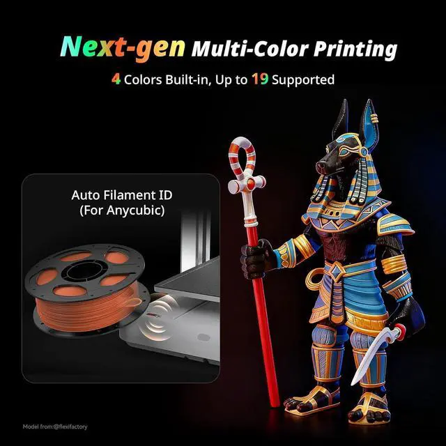 Alt view image 7 of 7 - Anycubic Kobra X Multicolor 3D Printer, Easy Setup with Native 4-Color Printing Up 19 Color, 600mm/s Fast 3D Printing, AI Camera, Quiet 45dB, 260mm³, FDM for Kids Beginners Family Makers Professional