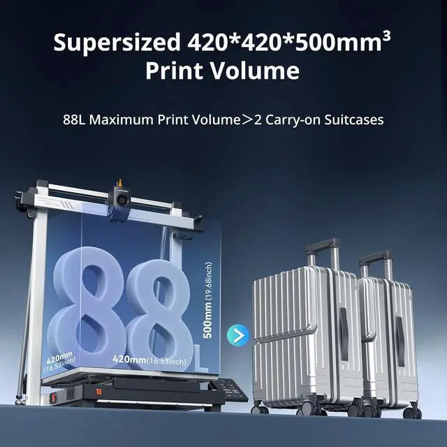 Alt view image 3 of 7 - Anycubic Kobra 3 Max 3D Printer Only, Support Multicolor Needs ACE Pro, 600mm/s High-Speed Printing Large Build Volume 420x420x500mm Auto Leveling & Smart Vibration