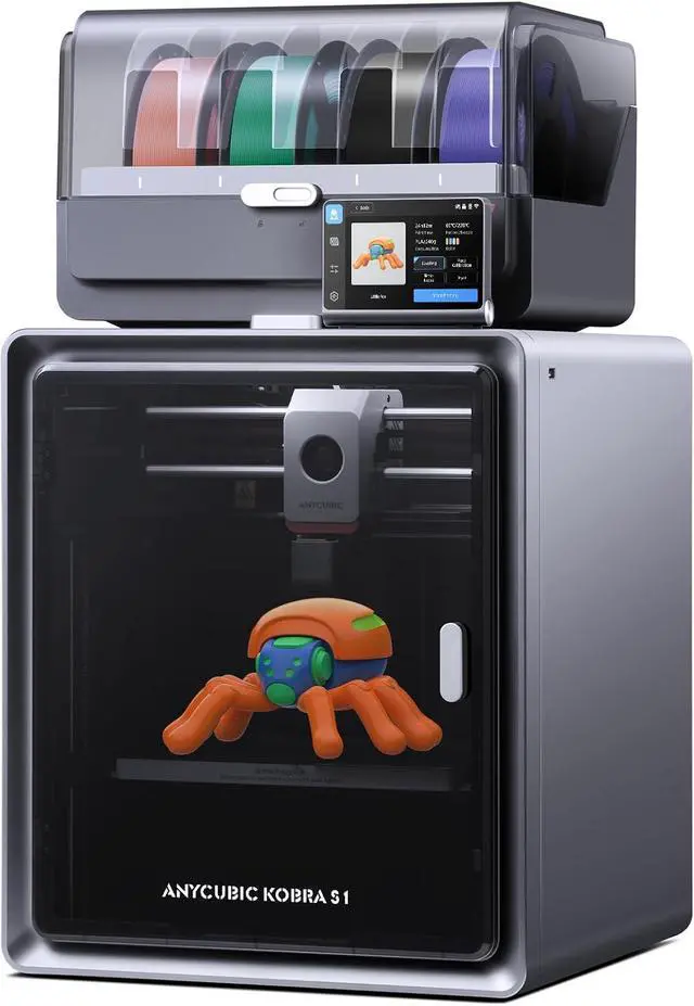 Main image of Anycubic Multicolor 3D Printer, Kobra S1 Combo Core XY Stable Structure with Sealed Printing High Precision 600mm/s Fast Speed Auto Calibration Ideal for Precision and Efficiency 9.8"x9.8"x9.8"