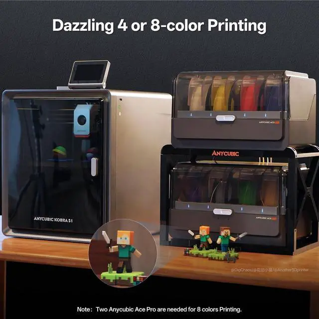 Alt view image 3 of 7 - Anycubic Multicolor 3D Printer, Kobra S1 Combo Core XY Stable Structure with Sealed Printing High Precision 600mm/s Fast Speed Auto Calibration Ideal for Precision and Efficiency 9.8"x9.8"x9.8"