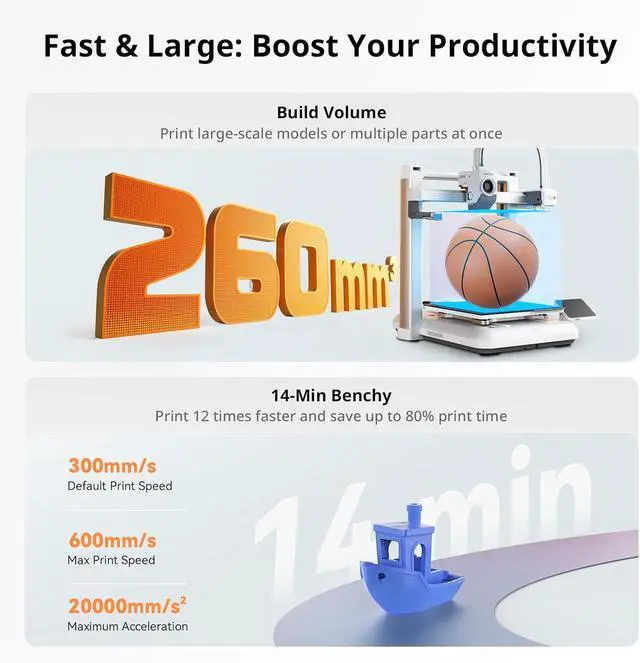 Alt view image 6 of 7 - Anycubic Kobra 4 Combo 3D Printer with ACE 2 Pro, Born with 4 Color Multicolor Printing, 260x260x260mm³ Large Volume, Easy Auto Leveling for Hobbyist Beginners