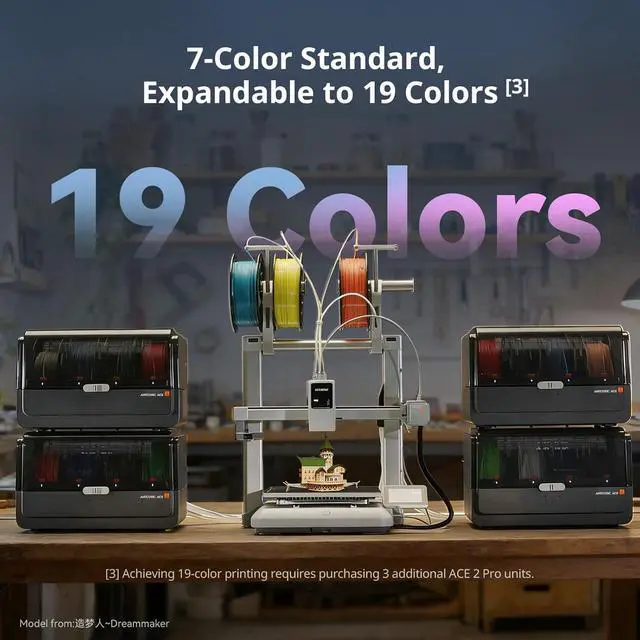 Alt view image 4 of 7 - Anycubic Kobra X Combo 3D Printer with ACE 2 Pro, Native 7-Color Printing (Up to 19), 2X Faster & Less Waste, Auto-Leveling, Ideal for Beginner, Kids, Home Education, Family DIY Toys & Practical Tools