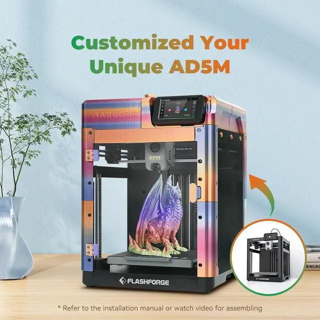 Alt view image 5 of 7 - FLASHFORGE AD5M 3D Printer Fully Auto Calibration Print with 1-Click Max 600mm/s Speed, All-Metal CoreXY Structure Precise Printing, Easy-Maintenance Quick-Swap Nozzle, Print Size 220x220x220mm