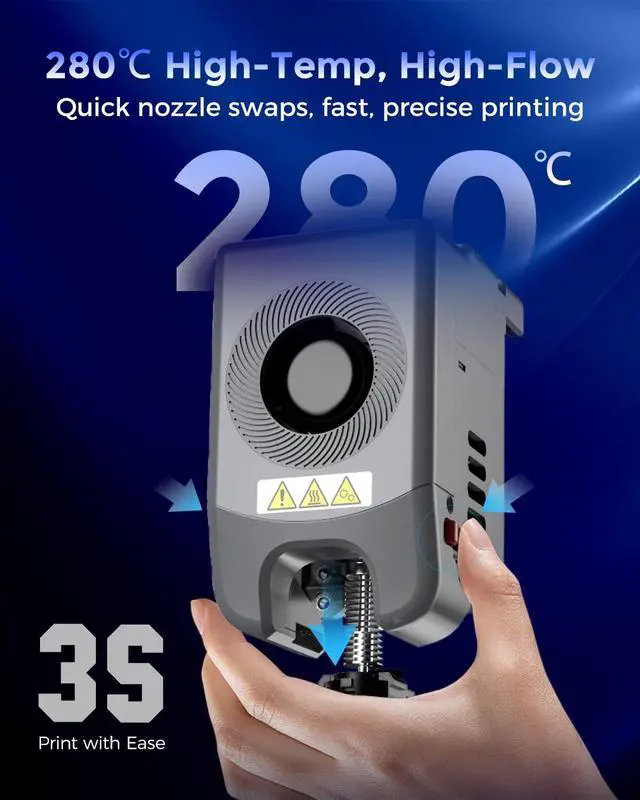 Alt view image 3 of 7 - FLASHFORGE AD5M Pro 3D Printer, CoreXY 600 mm/s Printing Speed, 0.4 & 0.6mm 3s Quick-Swap 280°C Nozzles, 1-Click Auto Leveling, Fully Enclosed, 220×220×220mm Build Volume