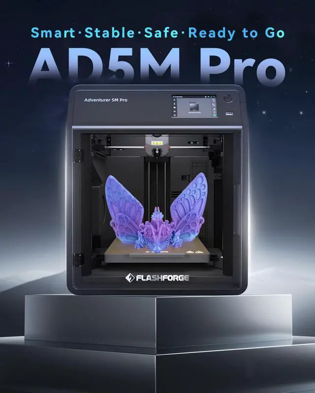Alt view image 5 of 7 - FLASHFORGE AD5M Pro 3D Printer, CoreXY 600 mm/s Printing Speed, 0.4 & 0.6mm 3s Quick-Swap 280°C Nozzles, 1-Click Auto Leveling, Fully Enclosed, 220×220×220mm Build Volume