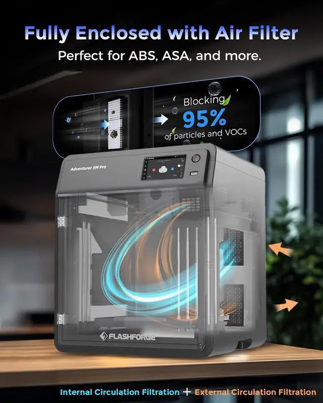 Alt view image 4 of 7 - FLASHFORGE AD5M Pro 3D Printer, CoreXY 600 mm/s Printing Speed, 0.4 & 0.6mm 3s Quick-Swap 280°C Nozzles, 1-Click Auto Leveling, Fully Enclosed, 220×220×220mm Build Volume
