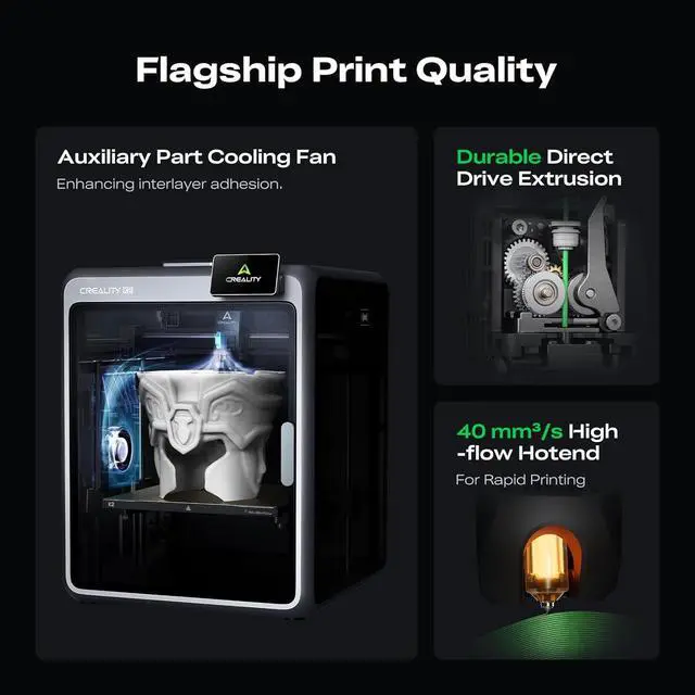 Alt view image 7 of 7 - Creality K2 Combo (A) 3D Printer, Multicolor Printing with CFS, 600mm/s Printing Speed, 95% Pre-Assemble, Smart Al Camera & Auto Leveling, Next-Gen Direct Drive Extruder, Build Volume 260*260*260mm