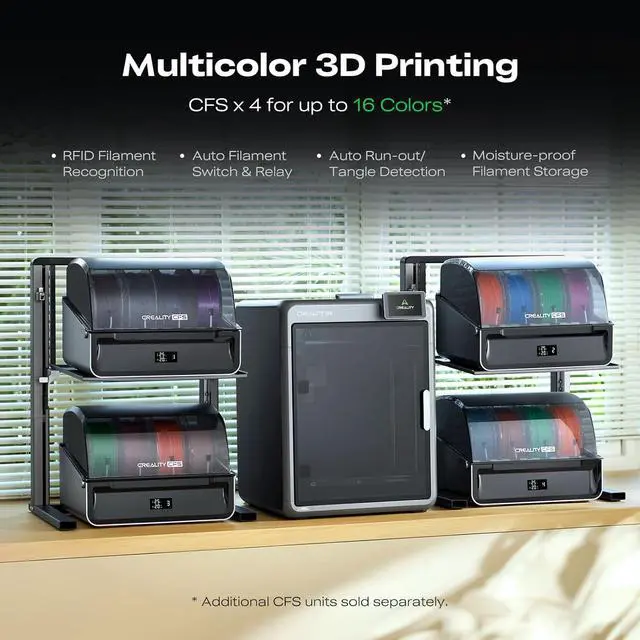 Alt view image 5 of 7 - Creality K2 Combo (A) 3D Printer, Multicolor Printing with CFS, 600mm/s Printing Speed, 95% Pre-Assemble, Smart Al Camera & Auto Leveling, Next-Gen Direct Drive Extruder, Build Volume 260*260*260mm