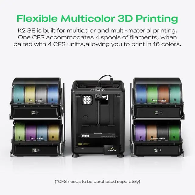 Alt view image 4 of 7 - Creality K2 SE 3D Printer, 500mm/s High-Speed Printing, Support Multi Color 3D Printing Needs CFS, Solid Metal Build, Auto Leveling, Direct Drive Extruder, Quick-Swap Nozzle, 220×215×245mm Print Size