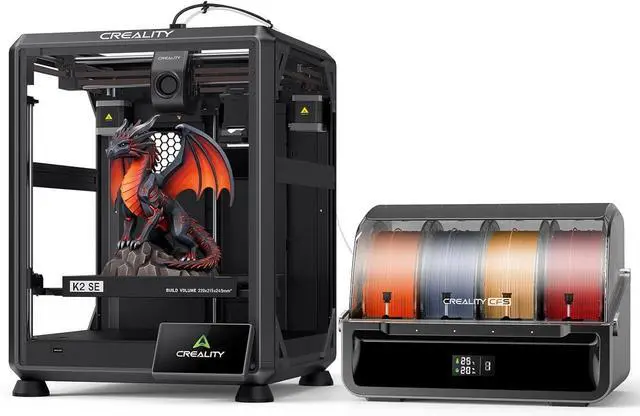 Main image of Creality K2 SE Combo 3D Printer, Support Multicolor Printing with CFS, 500mm/s High-Speed, Smart Auto Leveling, Solid Metal Build Frame, Fully Assembled, Next-Gen Extruder, 220×215×245 mm Build Volume