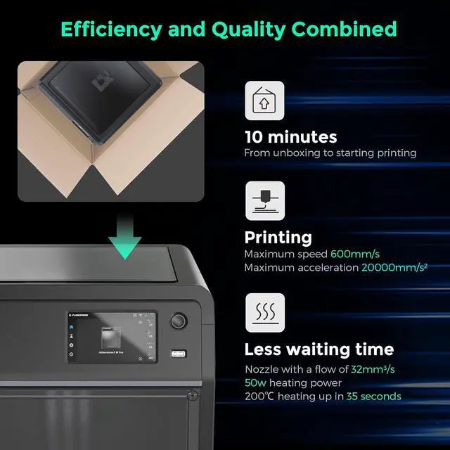 Alt view image 3 of 7 - FLASHFORGE Adventurer 5M Pro 3D Printer with 1 Click Auto Printing System, 600mm/s High-Speed, Quick Detachable 280°C Nozzle, Core XY All-Metal Structure, Multi-Functional 220x220x220mm 3D Printer