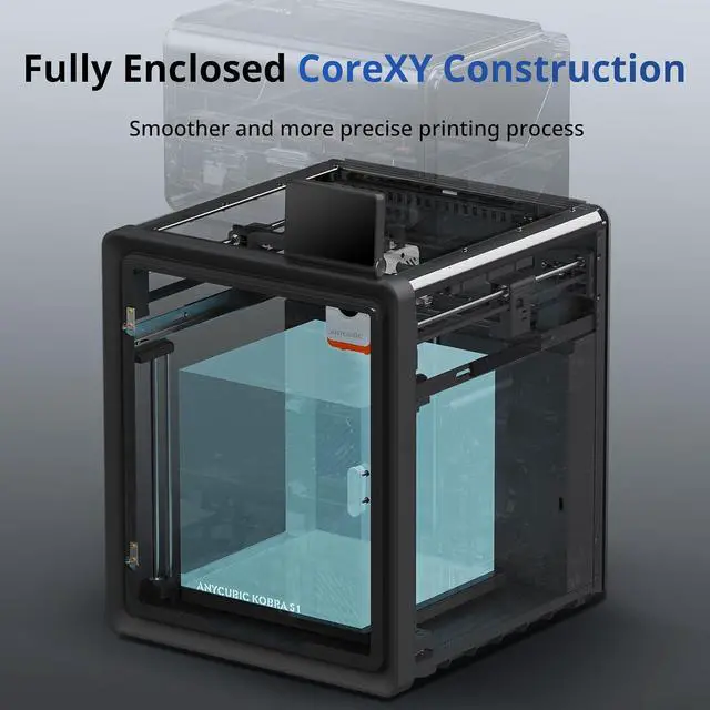 Alt view image 5 of 7 - Anycubic Kobra S1 Combo Multi-Color 3D Printer with Active Filament Drying, 600mm/s High Speed CoreXY 3D Printer, Fully Enclosed & Auto Leveling, 4-Color Printing Bulit-in, Smart APP Control