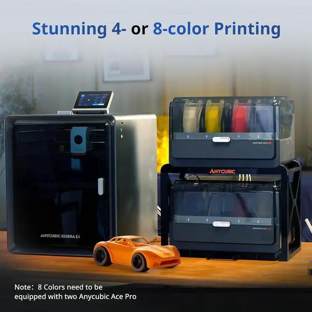Alt view image 7 of 7 - Anycubic Kobra S1 Combo Multi-Color 3D Printer with Active Filament Drying, 600mm/s High Speed CoreXY 3D Printer, Fully Enclosed & Auto Leveling, 4-Color Printing Bulit-in, Smart APP Control