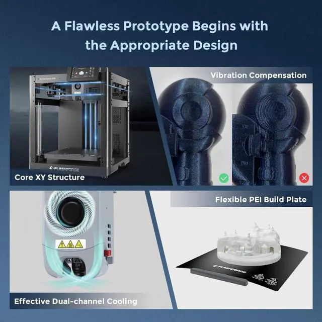 Alt view image 3 of 7 - FLASHFORGE AD5M 3D Printer Fully Auto Calibration Print with 1-Click Max 600mm/s Speed, All-Metal CoreXY Structure Precise Printing, Easy-Maintenance Quick-Swap Nozzle, Print Size 220x220x220mm
