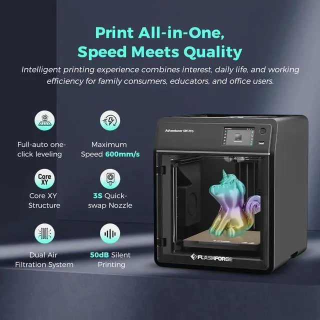 Alt view image 4 of 6 - FLASHFORGE AD5M Pro 3D Printer 600mm/s High Speed & Precision, Full-Auto Calibration with 0.4&0.6mm Nozzle Bundle, CoreXY Structure & Auxiliary Chamber Cooling, 50 dB Quite Printing Camera Printers