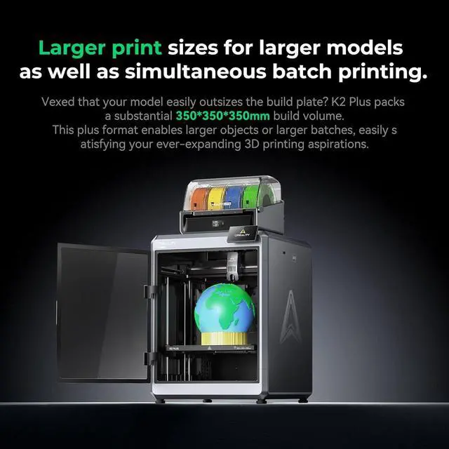 Alt view image 6 of 7 - Creality K2 Plus Combo 3D Printer, Multi Color Printing with New CFS 600mm/s High-Speed Full Auto-Leveling Dual Al Camera Next-Gen Direct Drive Extruder Large Build Volume 13.78x13.78x13.78inch