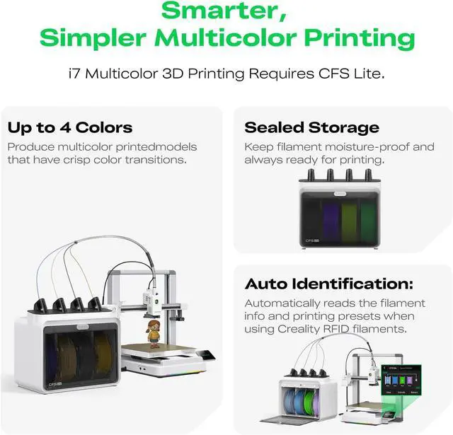 Alt view image 7 of 7 - Creality SPARKX i7 3D Printer Multi Color 3D Printing 500mm/s High Speed 95% Pre-Assemble AI Photo 3D Printing RGB Light Smart AI Camera Auto-Leveling Essential Parts Low Noise 10.24×10.24×10 inch