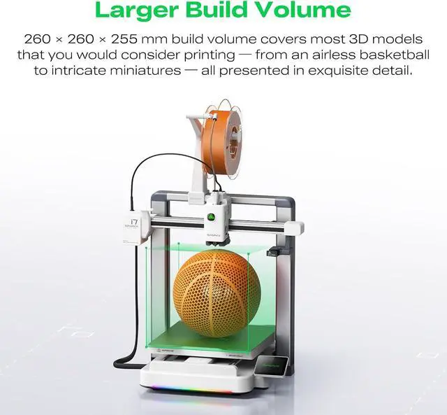 Alt view image 6 of 7 - Creality SPARKX i7 3D Printer Multi Color 3D Printing 500mm/s High Speed 95% Pre-Assemble AI Photo 3D Printing RGB Light Smart AI Camera Auto-Leveling Essential Parts Low Noise 10.24×10.24×10 inch