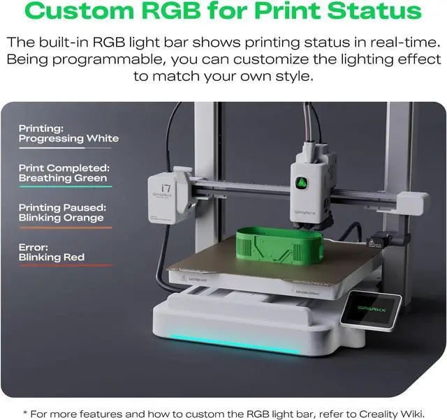 Alt view image 3 of 7 - Creality SPARKX i7 Autofill 3D Printer, Auto Filament Load and Refill 500mm/s High Speed Auto-Leveling AI Photo to 3D Printing RGB Light 95% Pre-Assemble Low Noise 260x260x255 mm