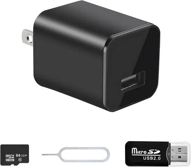 Alt view image 2 of 6 - Charger Camera, 1080P Small Camera with Motion Detection, Camera with 64GB Micro SD Card Included, Nanny Camfor Home, Window, Indoor and Security (No WiFi)