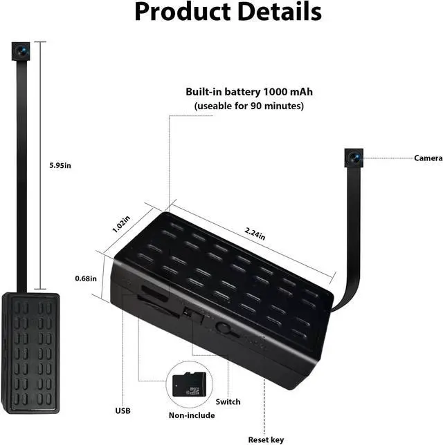 Alt view image 5 of 7 - Mini Hidden Camera DIY Module, HD 1080P Wireless Cameras, Small WiFi Nanny Cam, Portable Tiny Security Camera for Home Indoor & Outdoor