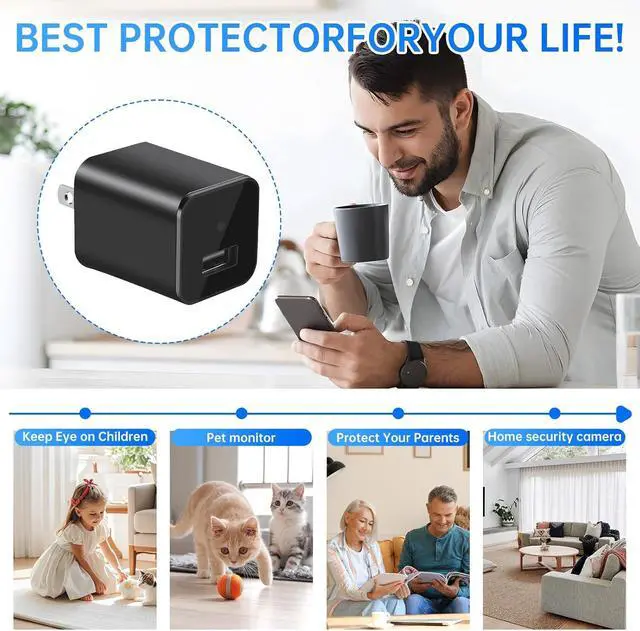 Alt view image 5 of 6 - USB Charger Hidden Camera, WiFi Small Spy Security Camera, Full HD 1080P Mini Wireless Nanny Cam Motion Detection with App Live Feed for Home, Window, Indoor