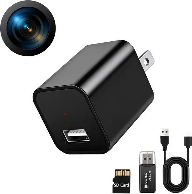 Main image of 1080P HD Charger Camera with Motion Detection, 106° Wide Angle, No WiFi/Monthly Fee, Mini Hidden Camera for Home Security/Nanny/Pet Monitoring