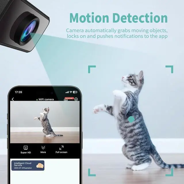 Alt view image 6 of 6 - Braload Mini Camera Nanny Cam for Home - 2026 Update WiFi Security Camera with Free Cloud Storage, Baby Monitor Pet Camera with Motion Detection, Night Vision, App Control, with No WiFi Mode (Black)