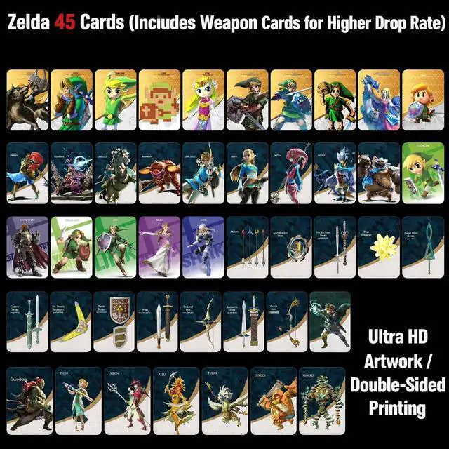Alt view image 4 of 5 - 45 PCS NFC Game Cards Compatible with The Legend of Zelda Series - For Tears of the Kingdom, Breath of the Wild, Skyward Sword on Nintendo Switch