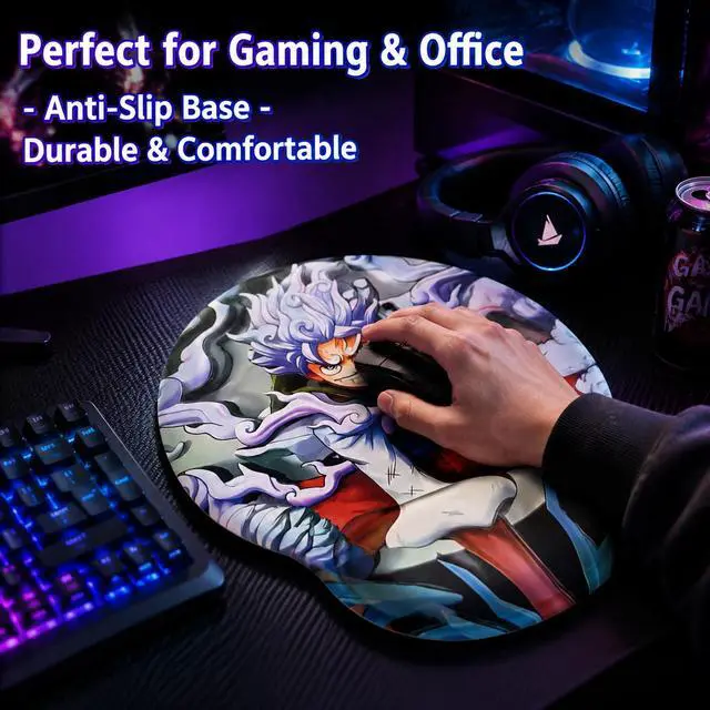 Alt view image 4 of 6 - One Piece Wrist Rest Mouse Pad, Sponge Memory Foam Wrist Support Cushion for Gaming & Office, Comfortable Ergonomic Wrist Pad for Computer Laptop (Nami)