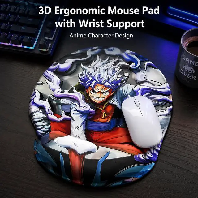 Alt view image 2 of 6 - One Piece Wrist Rest Mouse Pad, Sponge Memory Foam Wrist Support Cushion for Gaming & Office, Comfortable Ergonomic Wrist Pad for Computer Laptop (Nami)