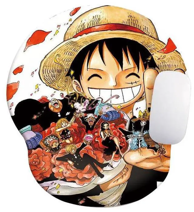 Main image of One Piece Wrist Rest Mouse Pad, Sponge Memory Foam Wrist Support Cushion for Gaming & Office, Comfortable Ergonomic Wrist Pad for Computer Laptop(Luffy-StrawHatCrew)