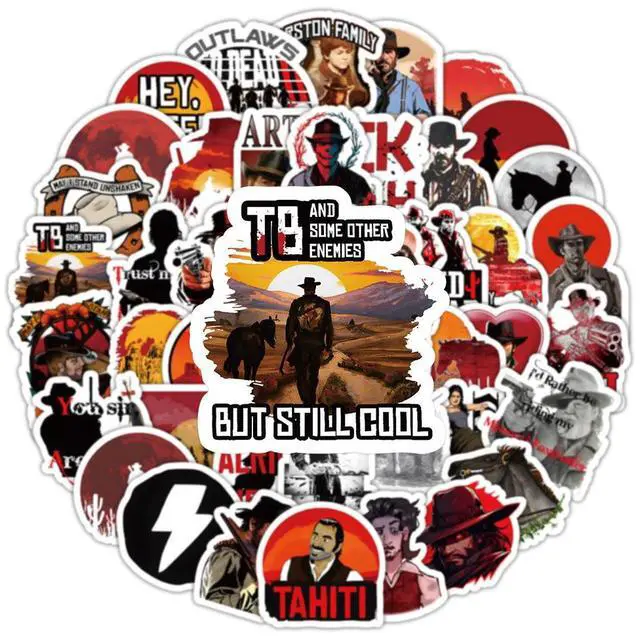 Alt view image 3 of 6 - Red Dead Redemption 103-Piece Sticker Set Creative DIY Decals for Scrapbooking, Phone, Laptop, Skateboard, Water Bottle, Fun Gift for Fans