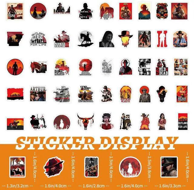 Alt view image 2 of 6 - Red Dead Redemption 103-Piece Sticker Set Creative DIY Decals for Scrapbooking, Phone, Laptop, Skateboard, Water Bottle, Fun Gift for Fans
