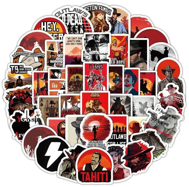 Alt view image 4 of 6 - Red Dead Redemption 103-Piece Sticker Set Creative DIY Decals for Scrapbooking, Phone, Laptop, Skateboard, Water Bottle, Fun Gift for Fans