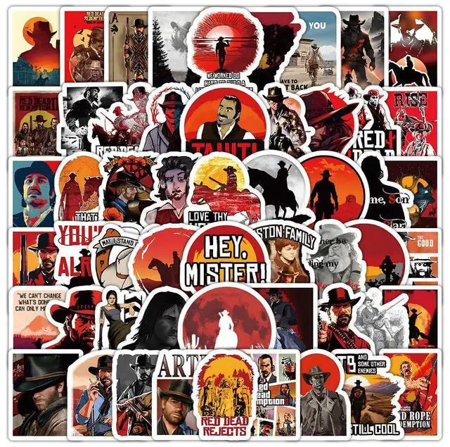 Main image of Red Dead Redemption 103-Piece Sticker Set Creative DIY Decals for Scrapbooking, Phone, Laptop, Skateboard, Water Bottle, Fun Gift for Fans