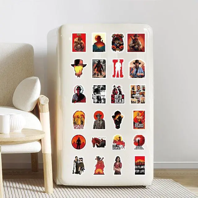 Alt view image 6 of 6 - Red Dead Redemption 103-Piece Sticker Set Creative DIY Decals for Scrapbooking, Phone, Laptop, Skateboard, Water Bottle, Fun Gift for Fans