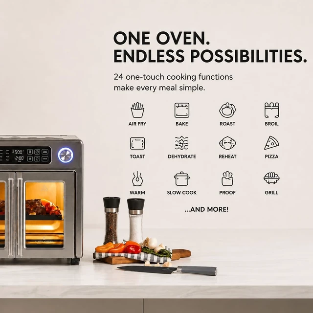 Alt view image 7 of 7 - 26QT French Door Multi-Function Air Fryer Toaster Oven