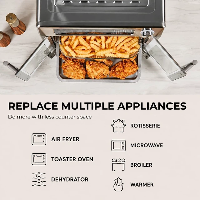 Alt view image 4 of 7 - 26QT French Door Multi-Function Air Fryer Toaster Oven