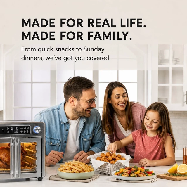 Alt view image 2 of 7 - 26QT French Door Multi-Function Air Fryer Toaster Oven