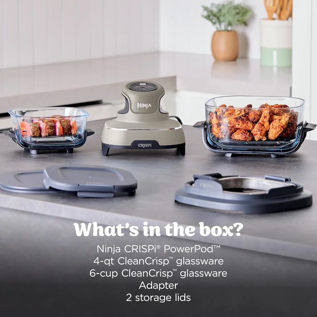 Alt view image 6 of 7 - Ninja Crispi Glass Air Fryer, 4-in-1, Stone, FN101ST