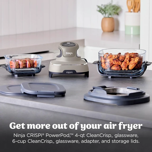 Alt view image 5 of 7 - Ninja Crispi Glass Air Fryer, 4-in-1, Stone, FN101ST