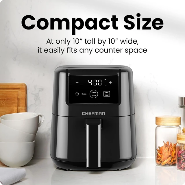 Alt view image 6 of 7 - 2 Qt Mini Air Fryer Digital Space-Saving Compact Air Fryer with Nonstick and Dishwasher Safe Basket, Quick & Easy Meals in Minutes, Features Digital Timer and Shake Reminder Black